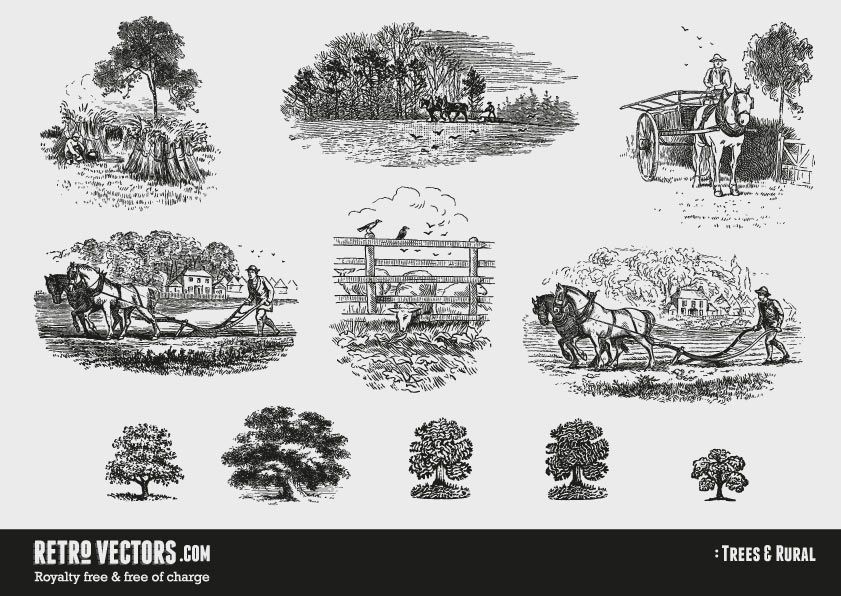 841x596 Vintage Country And Tree Vectors Royalty Free Free Of Charge