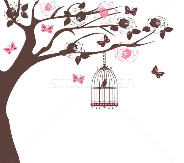 600x532 Vintage Tree Vector Illustration Lilac