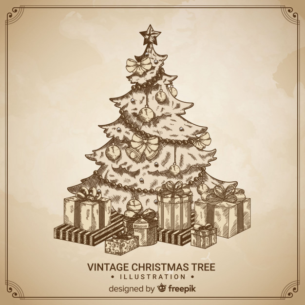 626x626 Vintage Christmas Tree Vector Free Download