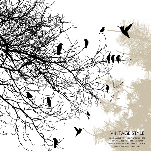 600x600 Nature Background Raven Tree Icons Vintage Silhouette Decor Free