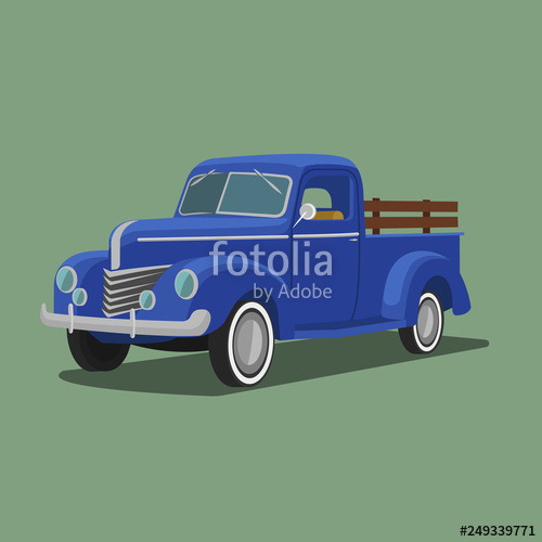 500x500 Old Retro Pickup Truck Vector Illustration Vintage Transport