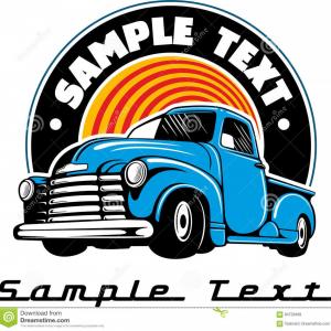300x300 Stock Illustration Vintage Blue Chevy Truck Vector Logo Vector