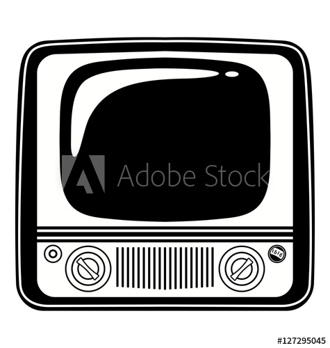 475x500 Retro Black And White Vintage Tv Vector Illustration On White