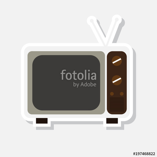 500x500 Tv Flat Icon On Red Background Retro Style Vector Illustration
