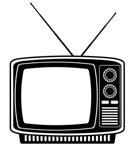 443x490 Tv Old Retro Vintage Icon Stock Vector Illustration Black Outline