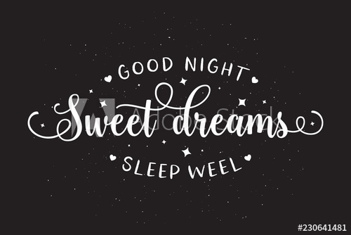 500x334 Sweet Dreams Good Night Typography Vector Vintage Illustration