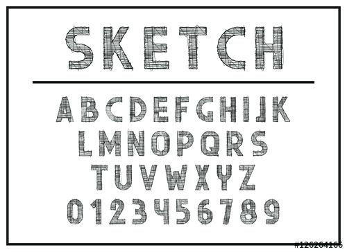 500x364 Abc Print Font Sketch Font And Letters Print Typography Vector