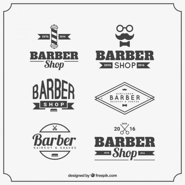 626x626 Barber Logo Templates With Vintage Typography Vector Free Download