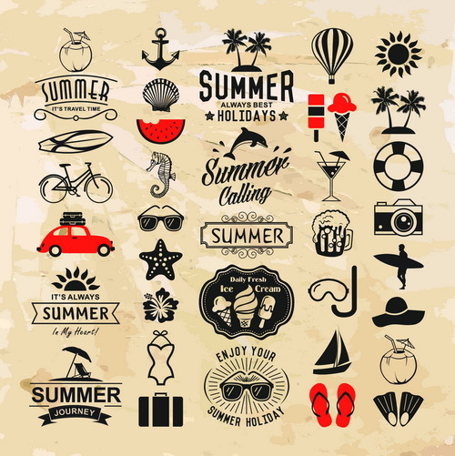 500x501 Vintage Summer Holiday Logos Typography Vector Free Download
