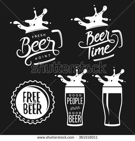 450x470 Beer Related Typography Vector Vintage Lettering Illustration