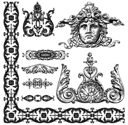 527x513 Set Vintage Of Retro Borders Vector Art Free Download