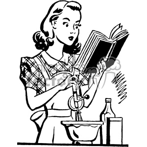 300x300 Vintage Women Cooking From A Cookbook Vector Vintage Vector