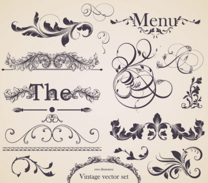 425x373 Vintage Ornaments Frames With Borders Design Vector Free Vectors