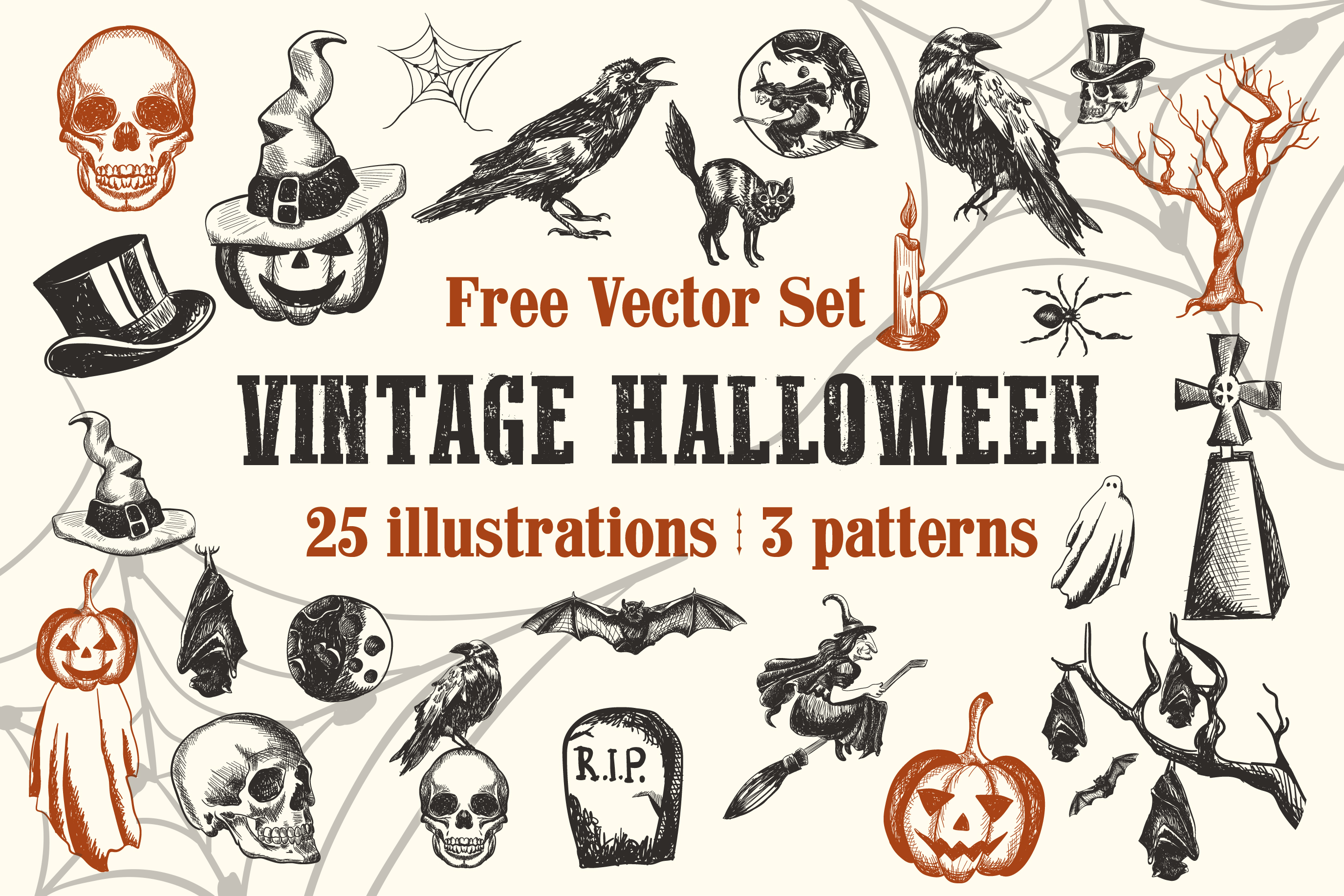 2750x1834 Free Vector Vintage Halloween Set Free Templates