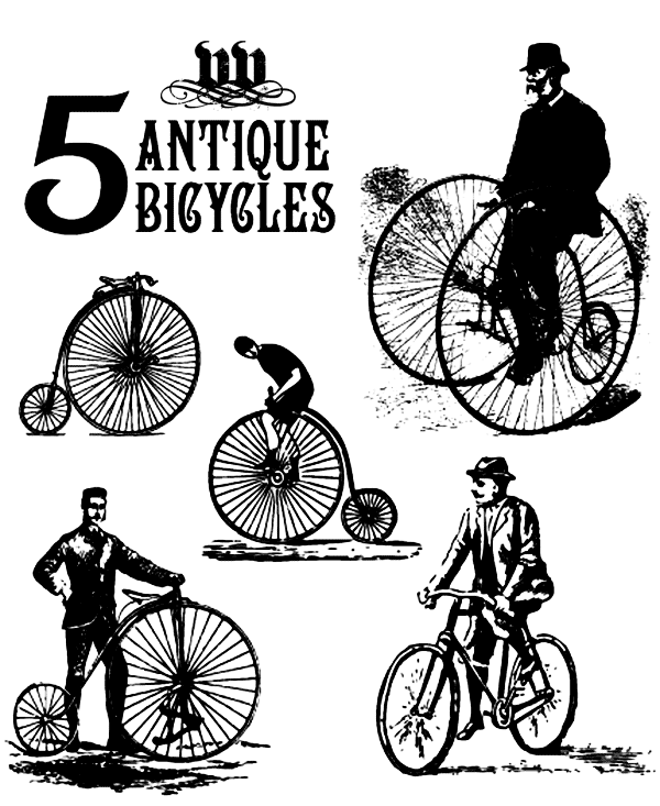 600x733 Vector Art Vintage Bicycle Vectors Classic Clip Art Vintage