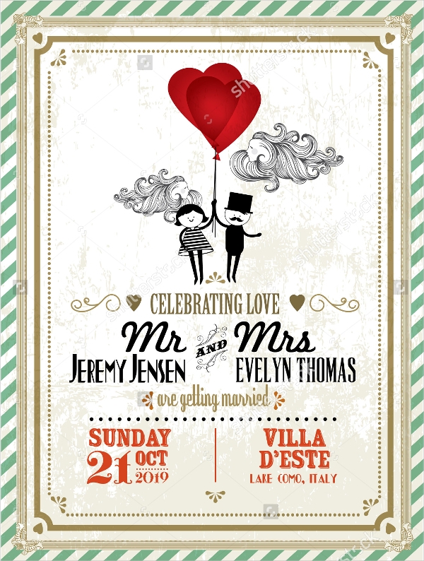 Vintage Wedding Invitation Vector