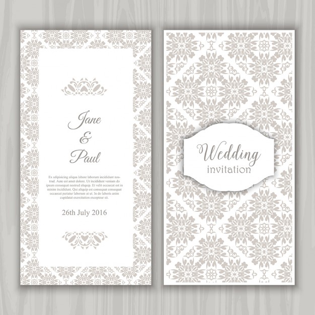 626x626 Grey Vintage Wedding Invitation Vector Free Download