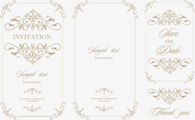 650x401 Medieval Vintage Wedding Invitations Vector Elements, Vintage