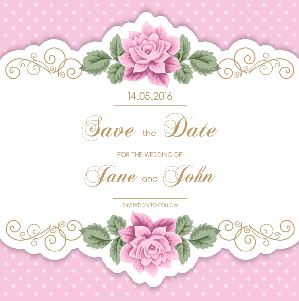 616x620 Vintage Flower With Wedding Invitation Vector Free Download
