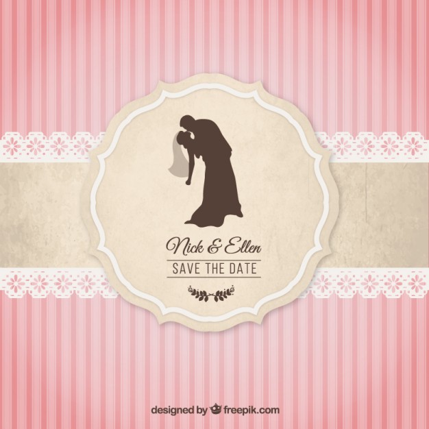 626x626 Vintage Wedding Invitation Vector Free Download