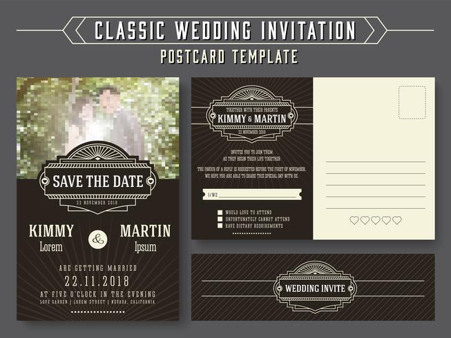 653x490 Classic Vintage Wedding Invitation Card Design