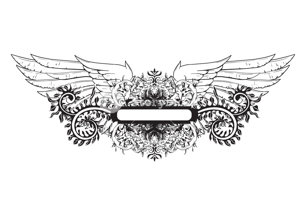 1000x674 Vector Vintage Floral Frame With Wings Royalty Free Stock Image