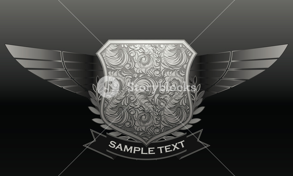 1000x602 Vintage Emblem With Shield And Wings Vector Illustration Royalty