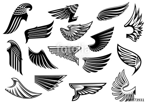 500x354 Vintage Isolated Heraldic Wings Set Stock Image And Royalty Free