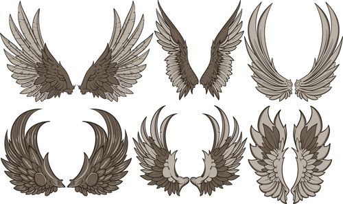 500x297 Vintage Wings Design Vector Set Wings Design Wings Design