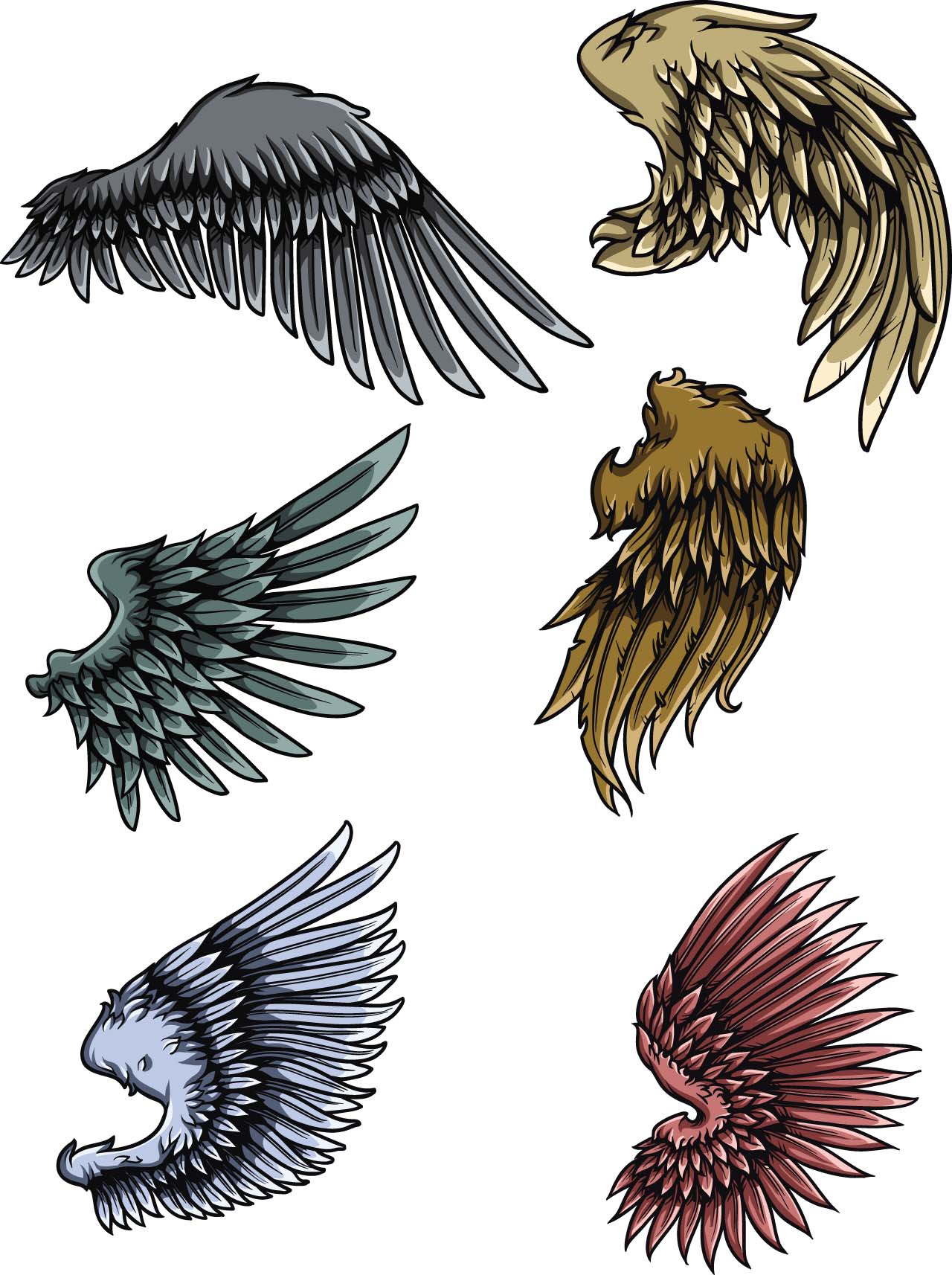 1280x1714 Set Of Grunge Wings Vector Free Download