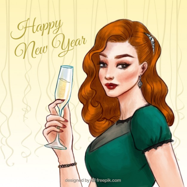 Vintage Woman New Year Background Vector Free Download 626x626 Vintage Woman New Year Background Vector Free Download