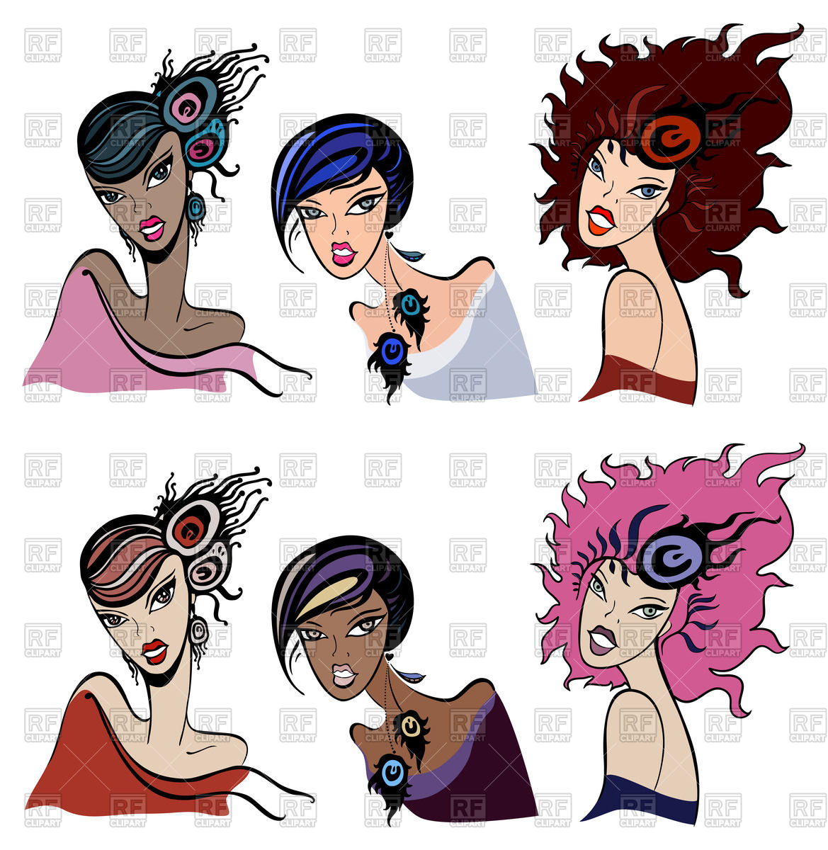 Portraits Of Beautiful Girls With Different Hairstyles Vector 1169x1200 Portraits Of Beautiful Girls With Different Hairstyles Vector