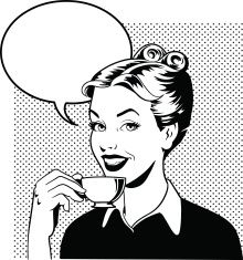Retro Woman Drinking Coffee In Black And White Vector Art 220x235 Retro Woman Drinking Coffee In Black And White Vector Art