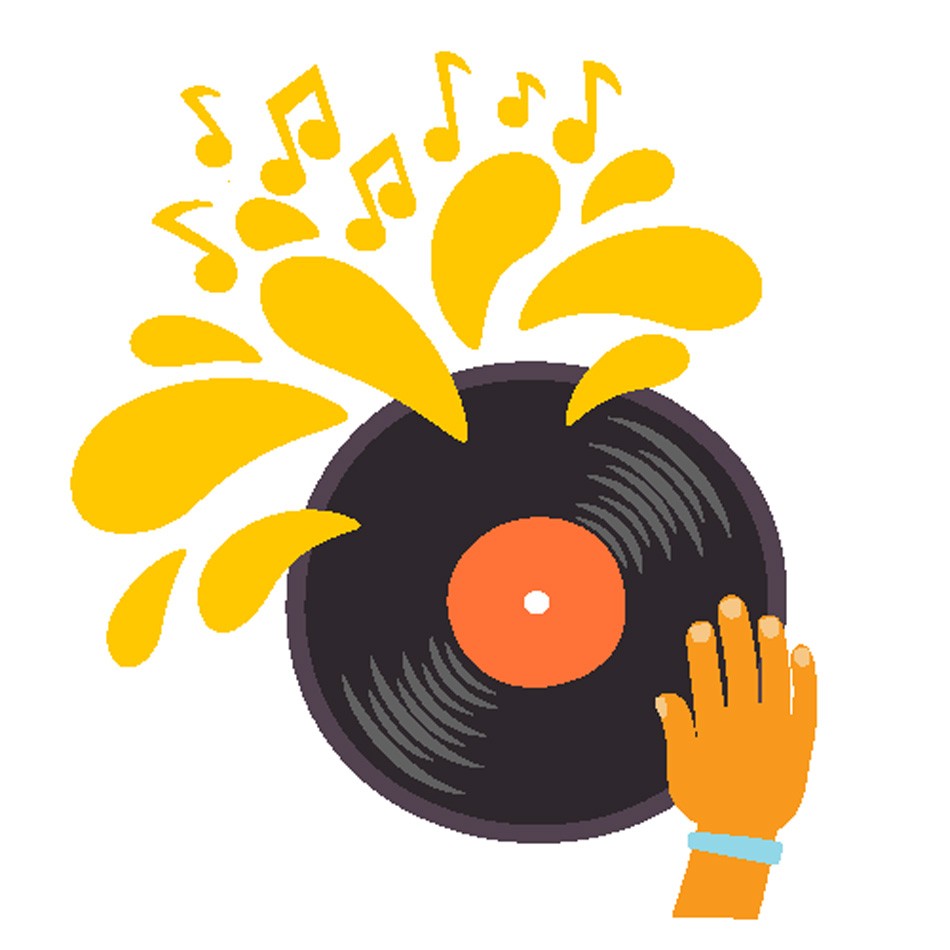 950x950 Dj Play On A Vinyl Record Cartoon Flat Style Vector Illustration