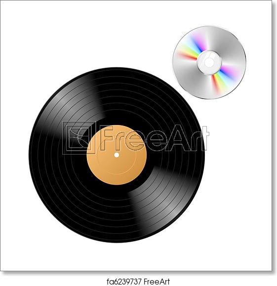 561x581 Free Art Print Of Vinyl Record With Cd Vector Illustration
