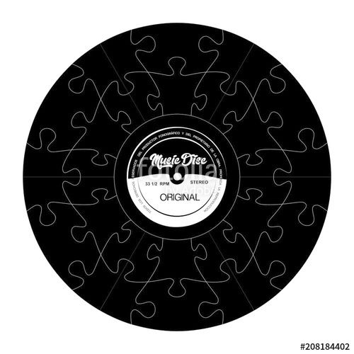 500x500 Vector Pieces Of Black And White Puzzle Form A Vinyl Record