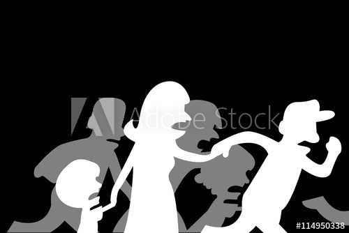 500x334 Refugee Families Feeling From The Violence Vector Illustration