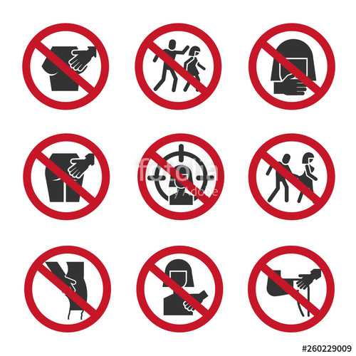 500x500 Stop Sexual Abuse, Harassment, Violence Vector Icons Set