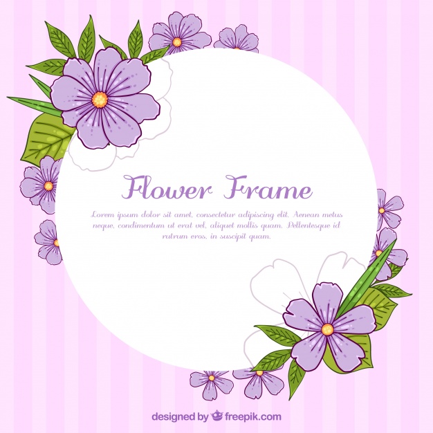 626x626 Floral Frame With Violet Flowers Vector Free Download