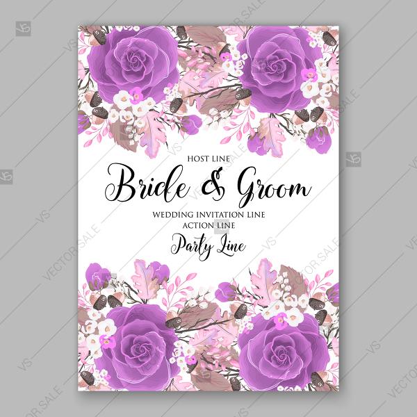 600x600 Rose Wedding Invitation Lavender, Purple, Violet Rose Floral