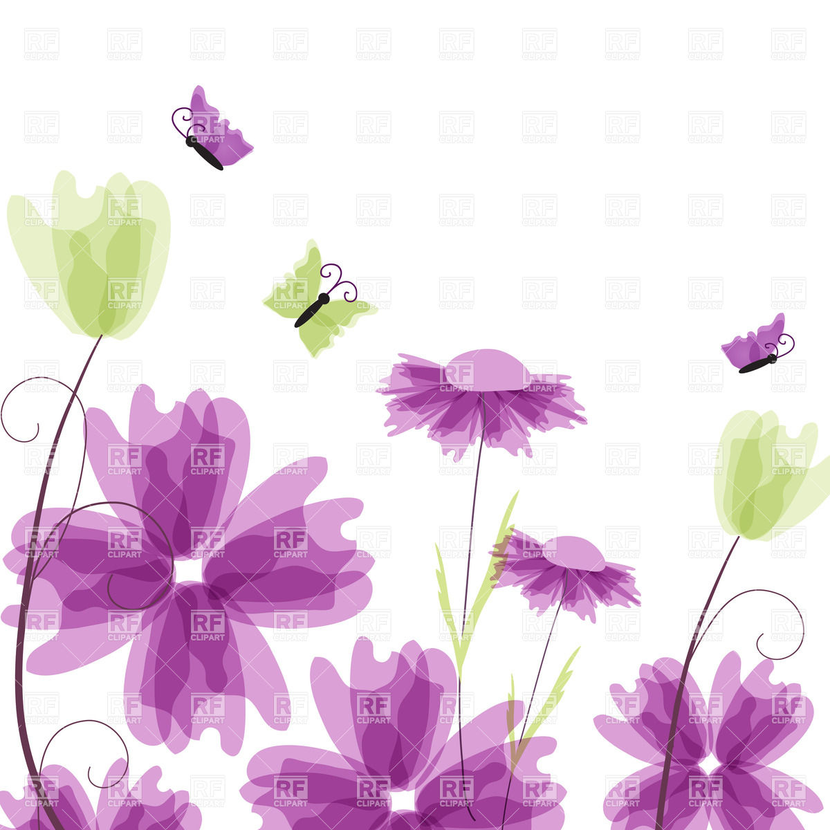 1200x1200 Abstract Violet Flowers Vector Image Of Plants And Animals