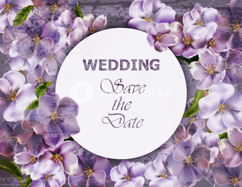 1000x773 Violet Flowers Background Vector Realistic Spring Floral