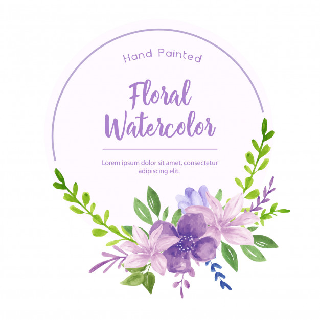 626x626 Beautiful Watercolor With Violet Flowers Vector Premium Download