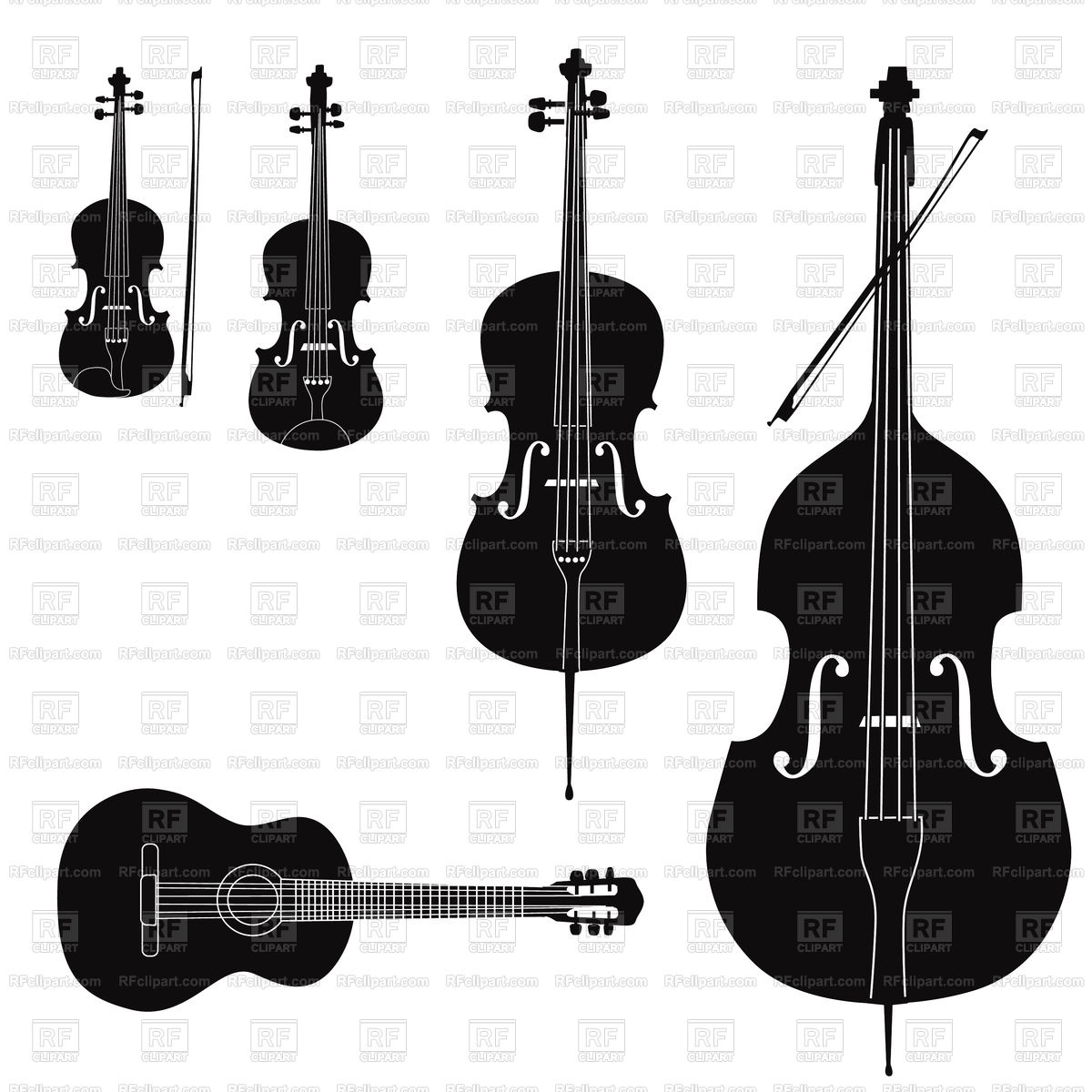 1200x1200 Silhouette Of Violin Instruments Set Vector Image Of Music