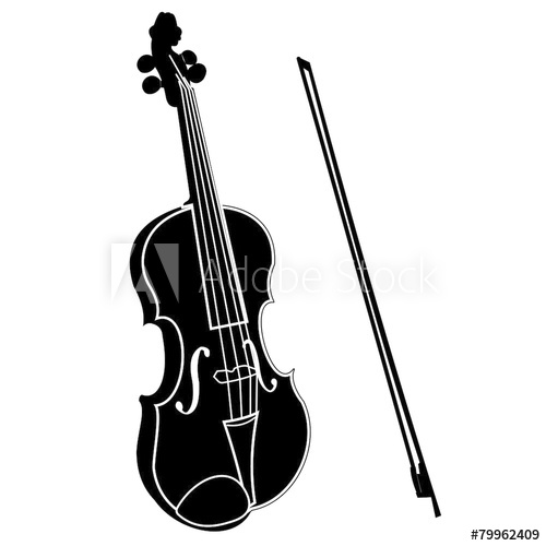 500x500 Violin With Bow Black Silhouette Illustration