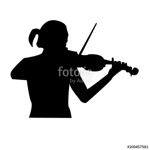500x500 Violinist Silhouette On White Background, In Black,a Girl Playing