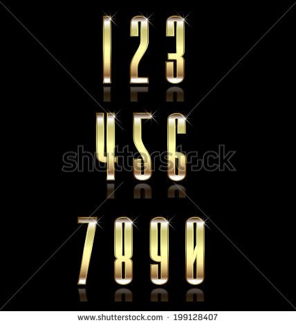 428x470 Golden Numbers Group Set Concept Of Luxury, Vip, Elite Vector