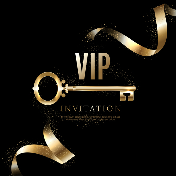 600x600 Luxury Black With Golden Vip Invitation Card Vector Free Download