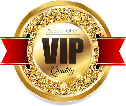 500x422 Golden Vip Label With Red Ribbon Vector Free Download