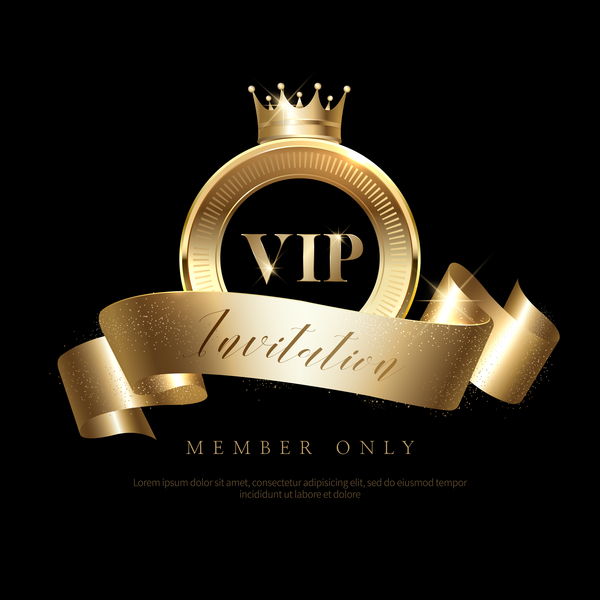 600x600 Luxury Black With Golden Vip Invitation Card Vector Free Download